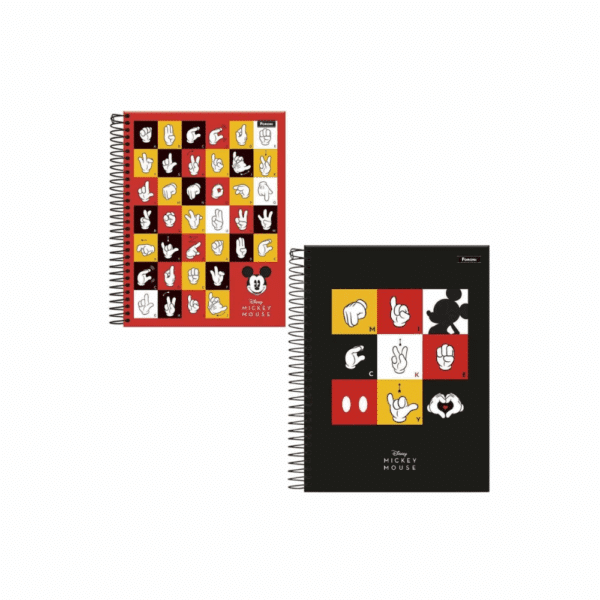 CADERNO COLLEGE CAPA DURA MICKEY MOUSE LIBRAS / 160 FOLHAS / 10 MATÉRIAS / FORONI / MATERIAL ESCOLAR