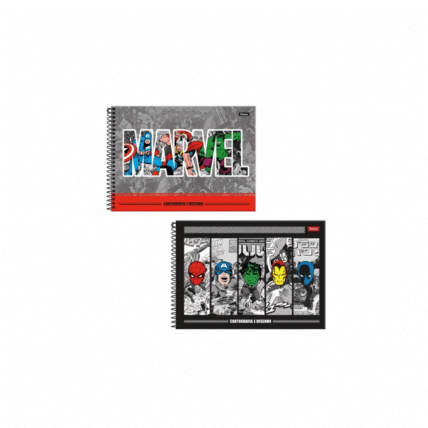 CADERNO DE CARTOGRAFIA E DESENHO MARVEL COMICS - FORONI / 80 FOLHAS / MATERIAL ESCOLAR