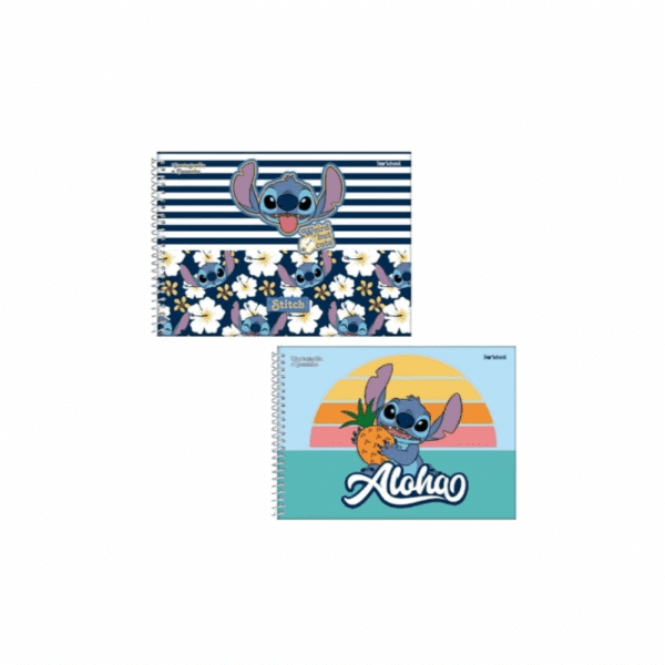 CADERNO DE CARTOGRAFIA E DESENHO STITCH / STARSCHOOL / JANDAIA / 80 FOLHAS / MATERIAL ESCOLAR