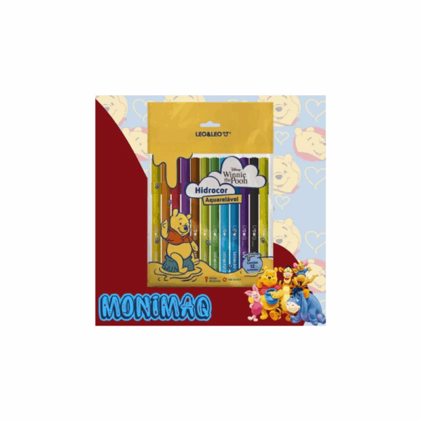 CANETA HIDROCOR AQUARELAVEL URSINHO POOH / CANETINHA / 12 CORES / LEO&LEO / PAPELARIA FOFA KAWAII