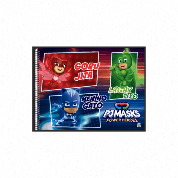 Caderno Cartografia e desenho PJ Masks Capa Dura C/ Adesivos