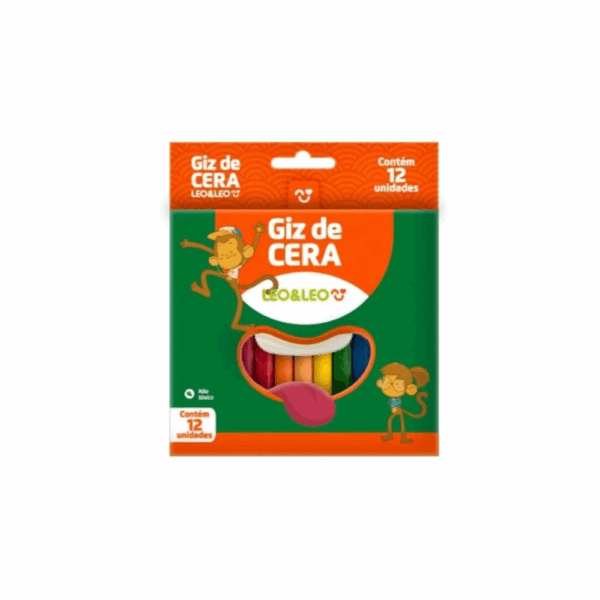 GIZ DE CERA FINO LEO E LEO / 12 CORES / LEONORA / MATERIAL ESCOLAR