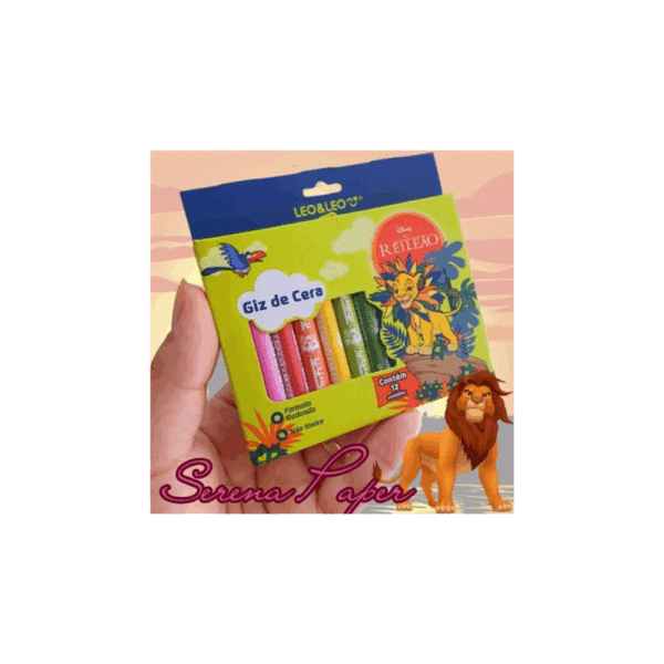 GIZ DE CERA REI LEÃO / 12 CORES / LEO&LEO / PAPELARIA FOFA KAWAII / MATERIAL ESCOLAR