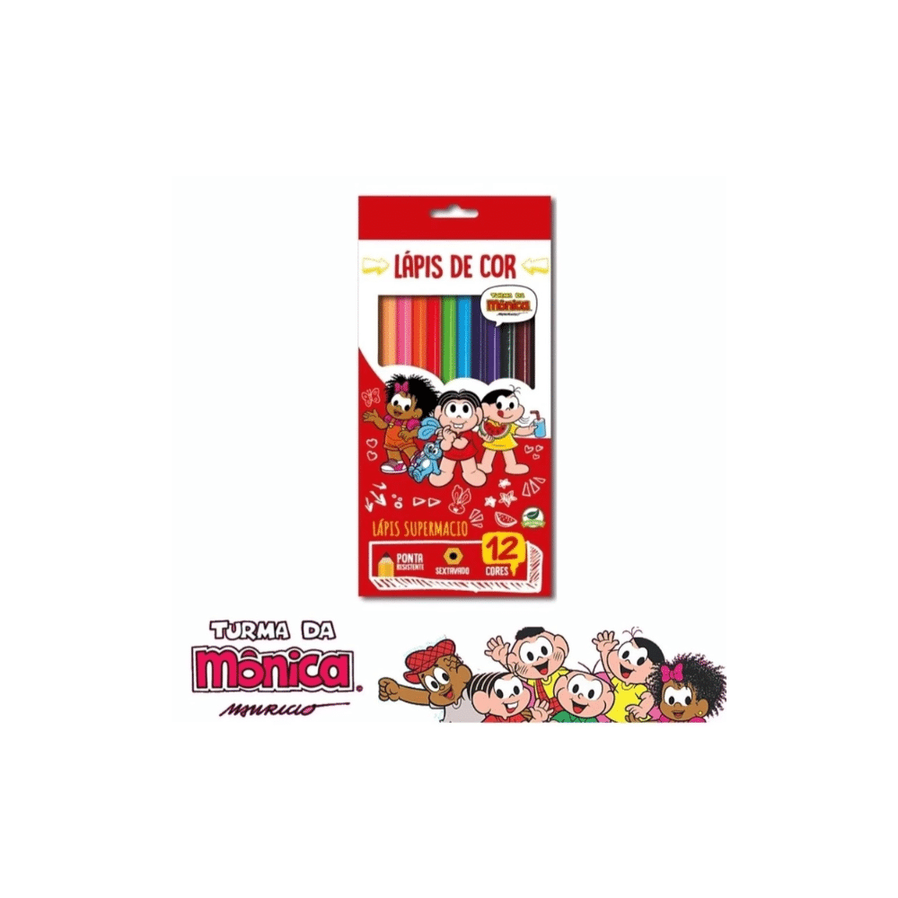 LÁPIS DE COR TURMA DA MONICA LÁPIS DE COR TURMA DA MONICA / 12 CORES / LYKE / PAPELARIA FOFA KAWAII - Imagem 1