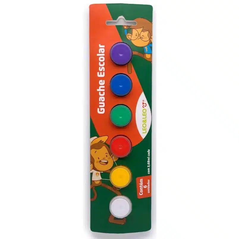 br-11134207-7r98o-m3zehkeqxzxx47 TINTA GUACHE 6 CORES LEO & LEO / MATERIAL ESCOLAR - Imagem 1