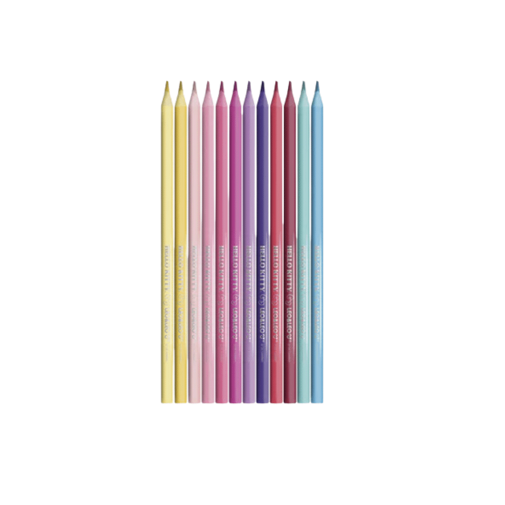 hellokitty LÁPIS DE COR TRIANGULAR HELLO KITTY / 12 CORES / LEO&LEO / LEONORA / PAPELARIA FOFA KAWAII / ESCOLAR - Imagem 1