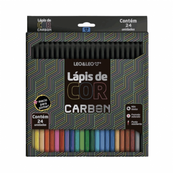 LAPIS DE COR CARBON / 24 CORES / LEO&LEO / LEONORA / MATERIAL ESCOLAR