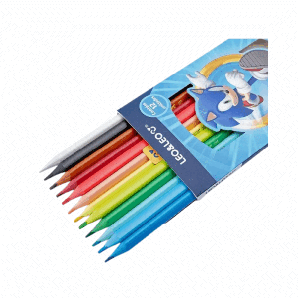 LAPIS DE COR TRIANGULAR SONIC / 12 CORES / LEO&LEO / PAPELARIA FOFA KAWAII / MATERIAL ESCOLAR