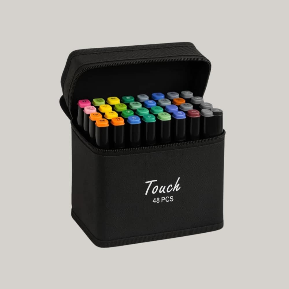 3 MARCADOR A BASE DE ALCOOL 2 PONTAS l PONTA DUPLA l 48 CORES - TOUCH - Imagem 1