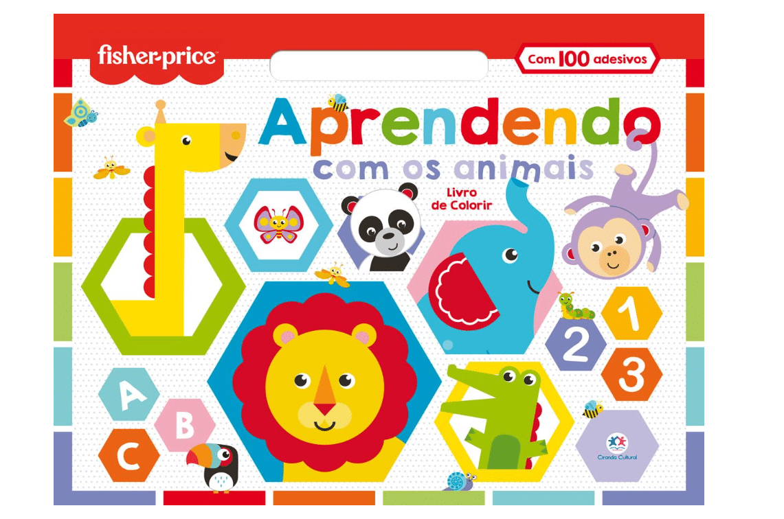 YHGNJFTGH LIVRO MEGABLOCO COM 100 ADESIVOS | APRENDENDO COM OS ANIMAIS - FISCHER-PRICE - Imagem 1