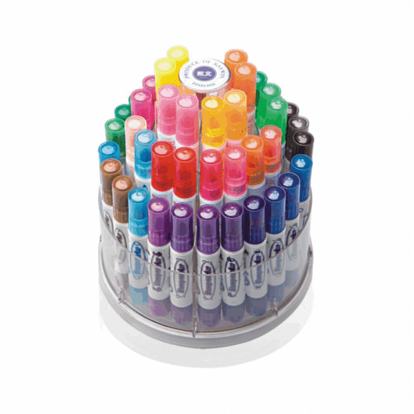 Marcadores Coloridos 2 em 1 com Carimbo – 48 Cores com Suporte