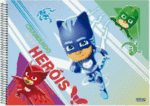 Caderno de Desenho Infantil PJMASKS Espiral | Capa Dura | 60 Folhas Brancas - Imagem 2