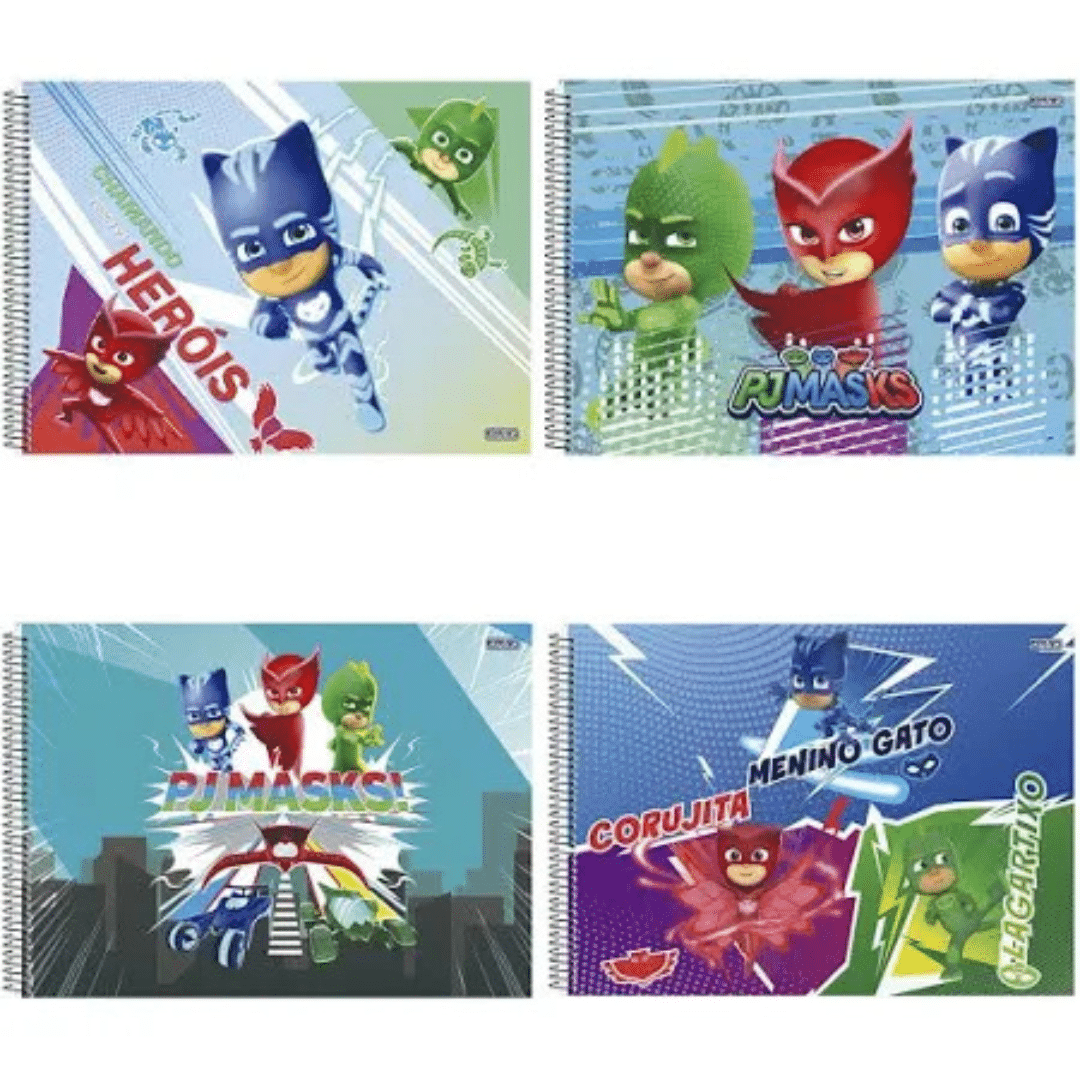 Cópia de Sem nome (17) Caderno de Desenho Infantil PJMASKS Espiral | Capa Dura | 60 Folhas Brancas - Imagem 1