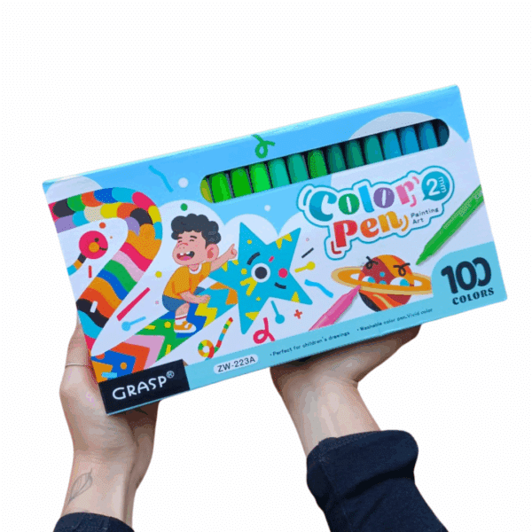 Kit Canetinhas Hidrográficas GRASP | 100 Cores Laváveis Para Desenho e Pintura