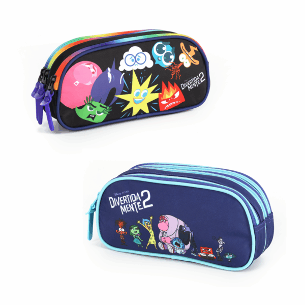 Estojo 3 Divisórias Divertida Mente 2 | Original e Colorido | LUXCEL | DISNEY PIXAR