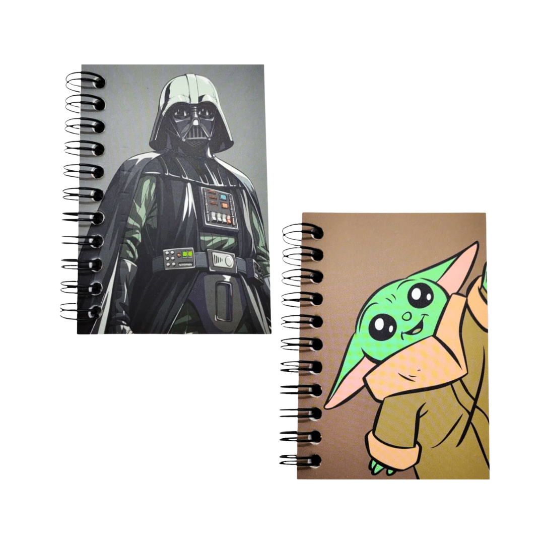 RASCUNHOS 2 (42) CADERNO DE ANOTAÇÕES STAR WARS | DARTH VADER E BABY YODA | CAPA MOLE | 50 FOLHAS - Imagem 1