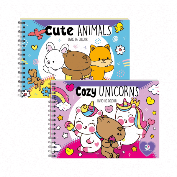 LIVRO PARA COLORIR | CUTE ANIMALS | COZY UNICORNS | 96 PÁGINAS