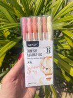 Marcadores Brush Grasp 6 Cores – Dupla Ponta | Tons Suaves e Vibrantes - Imagem 5