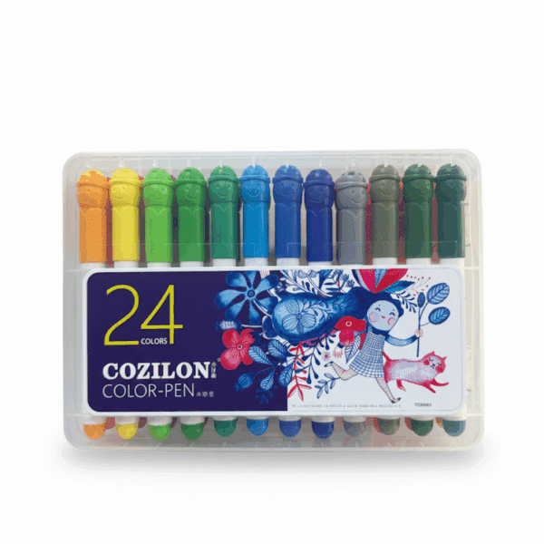 CANETINHA HIDROGRÁFICA | COZILON COLOR PEN 24 CORES | PONTA DOT | ESTOJO PLÁSTICO