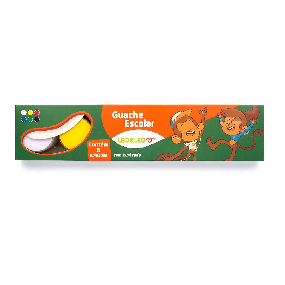 162288-1200-auto TINTA GUACHE 06 CORES LEO&LEO - Imagem 1