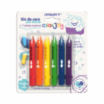 GIZ DE CERA RETRÁTIL PARA BANHO C/ 2 CAPSULAS DE ESPONJA SURPRESA COLOR JOY - C/ 6 CORES LEO&LEO