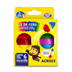 GIZ DE CERA FORMATO FOGUETE 6 CORES - ACRILEX