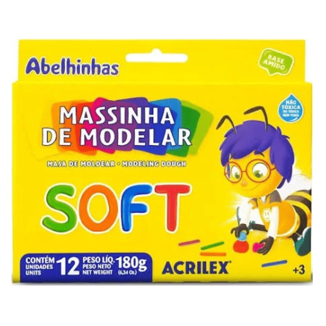 Cópia de Sem nome - 2025-11-24T142615.093 MASSINHA DE MODELAR SOFT ABELINHAS | 12 CORES - ACRILEX - Imagem 1