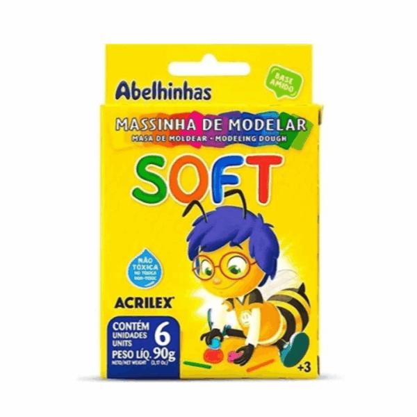 MASSINHA DE MODELAR SOFT ABELINHAS | 6 CORES - ACRILEX