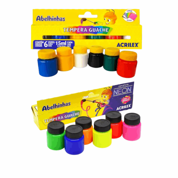 Tinta Tempera Guache Para Criança Desenhar Pintar Colorir | 6 cores - Acrilex