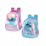 MOCHILA INFANTIL HOLOGRÁFICA STITCH PELÚCIA | ROSA E AZUL - LUXCEL