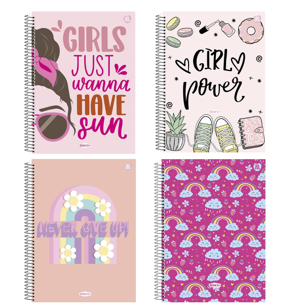 Cópia de Sem nome (5) CADERNO UNIV. BOM D+| 10 MATÉRIAS | 160FLS | FEMININO - ANIMATIVA - Imagem 1