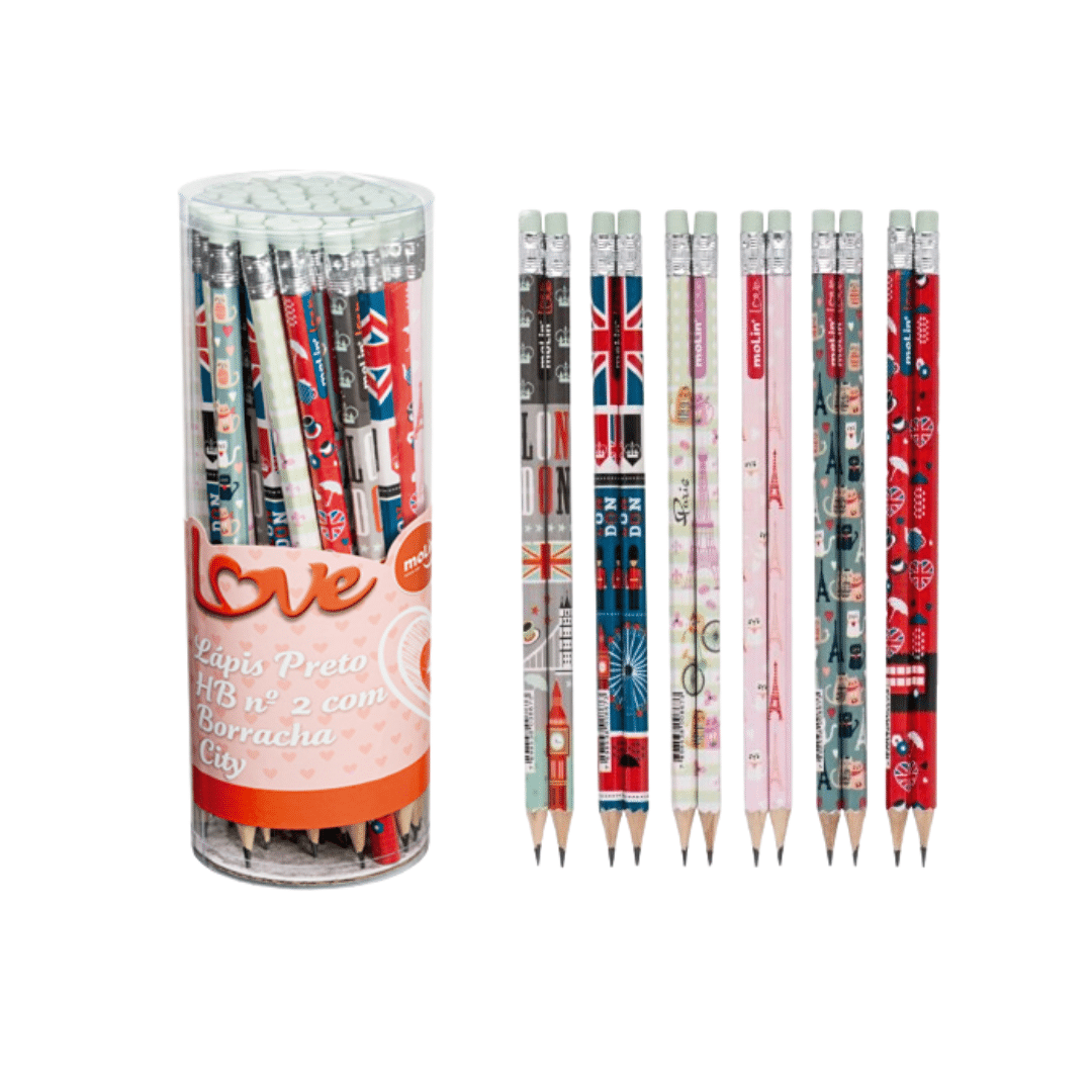 Cópia de Sem nome (55) LAPIS GRAFITE COM BORRACHA LOVE CITY - MOLIN - Imagem 1