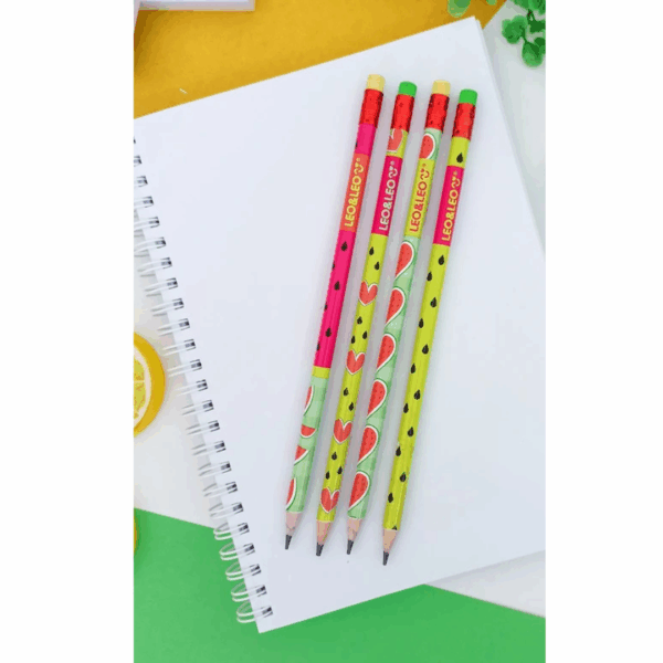 LAPIS GRAFITE COM BORRACHA MELANCIA LEO&LEO