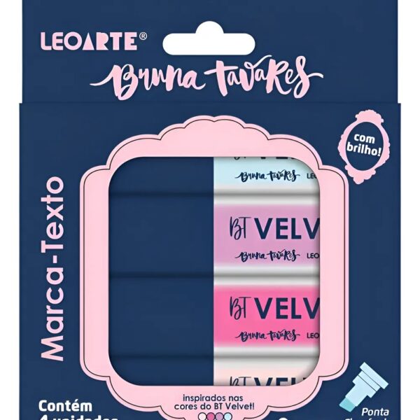 MARCA TEXTO VELVET C/BRILHO 4 CORES BRUNA TAVARES - BY LEOARTE