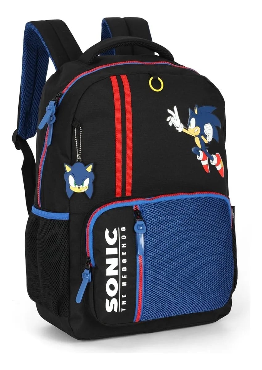 D_NQ_NP_2X_684148-MLB98305626478_112025-F-mochila-de-costas-juvenil-escolar-sonic-the-hedgehog Mochila Juvenil Escolar Sonic the Hedgehog | DE COSTAS | PRETA E AZUL - Luxcel - Imagem 1