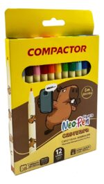 CANETINHA NEO PEN HIDROGRÁFICA CAPIVARA | 12 CORES | GIGANTE | COM CHEIRINHO - COMPACTOR