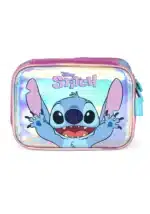 Estojo Box Juvenil Holográfico Stitch | Médio | com Divisória Interna | Zíper com Detalhe | Rosa ou Azul - Luxcel - Imagem 2