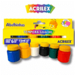 Tinta Tempera Guache Para Criança Desenhar Pintar Colorir | 6 cores - Acrilex - Imagem 2