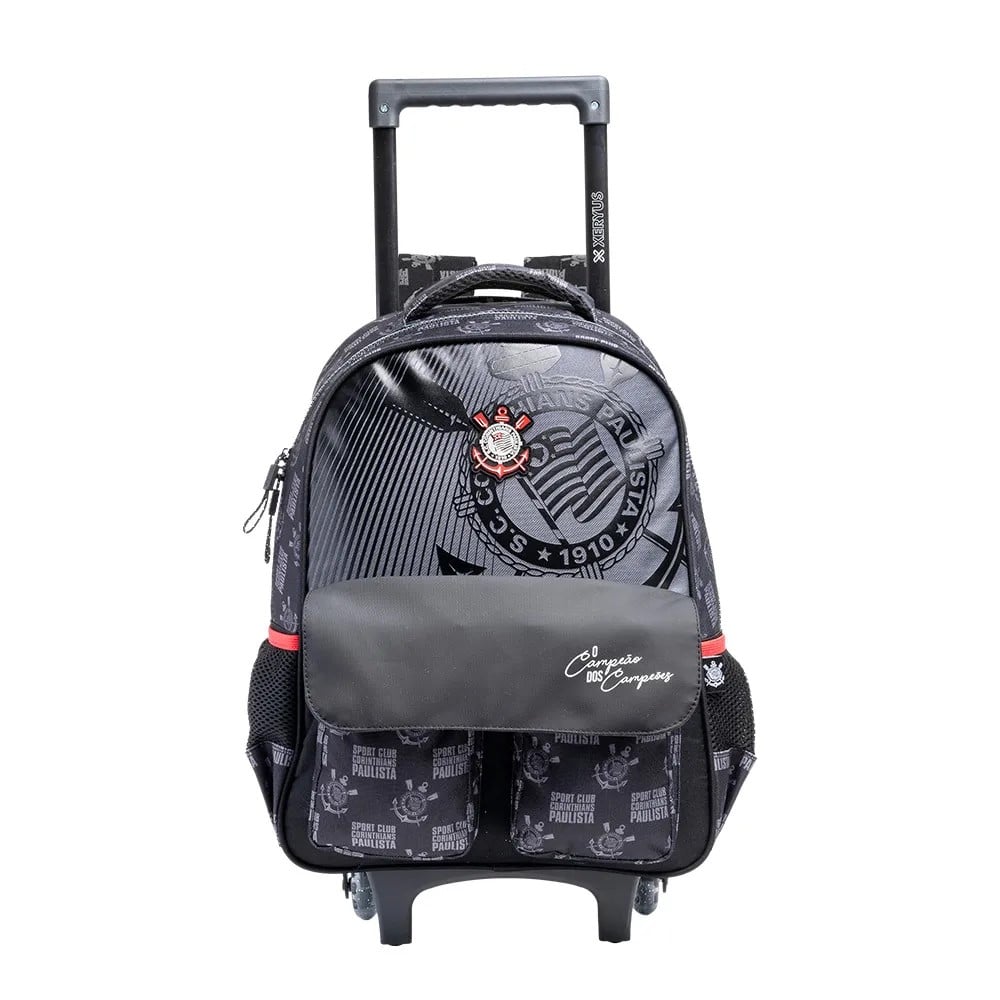 MOCHILA ESCOLAR OFICIAL CORINTHIANS | RODINHAS E ALÇAS ACOLCHOADAS | XERYUS - Imagem 2