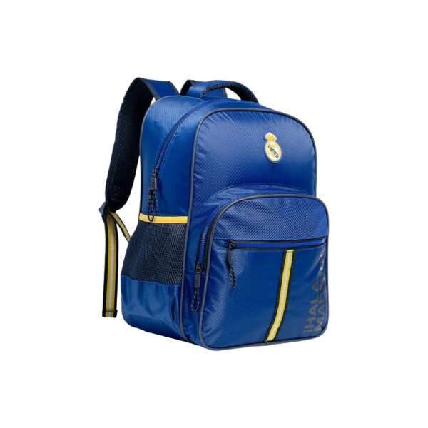 MOCHILA ESPORTIVA ESCOLAR REAL MADRID | AZUL | BOLSOS FRONTAL E LATERAL | ALÇAS ACOLCHOADAS | ESPAÇOSA | ZIPER BICOLOR - XERYUS
