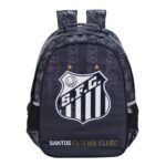 MOCHILA ESPORTIVA ESCOLAR BRASÃO SANTOS FC | PRETA ESTAMPADA | ALÇAS ACOLCHOADAS | ESPAÇOSA | BOLSOS LATERAIS - XERYUS - Imagem 2