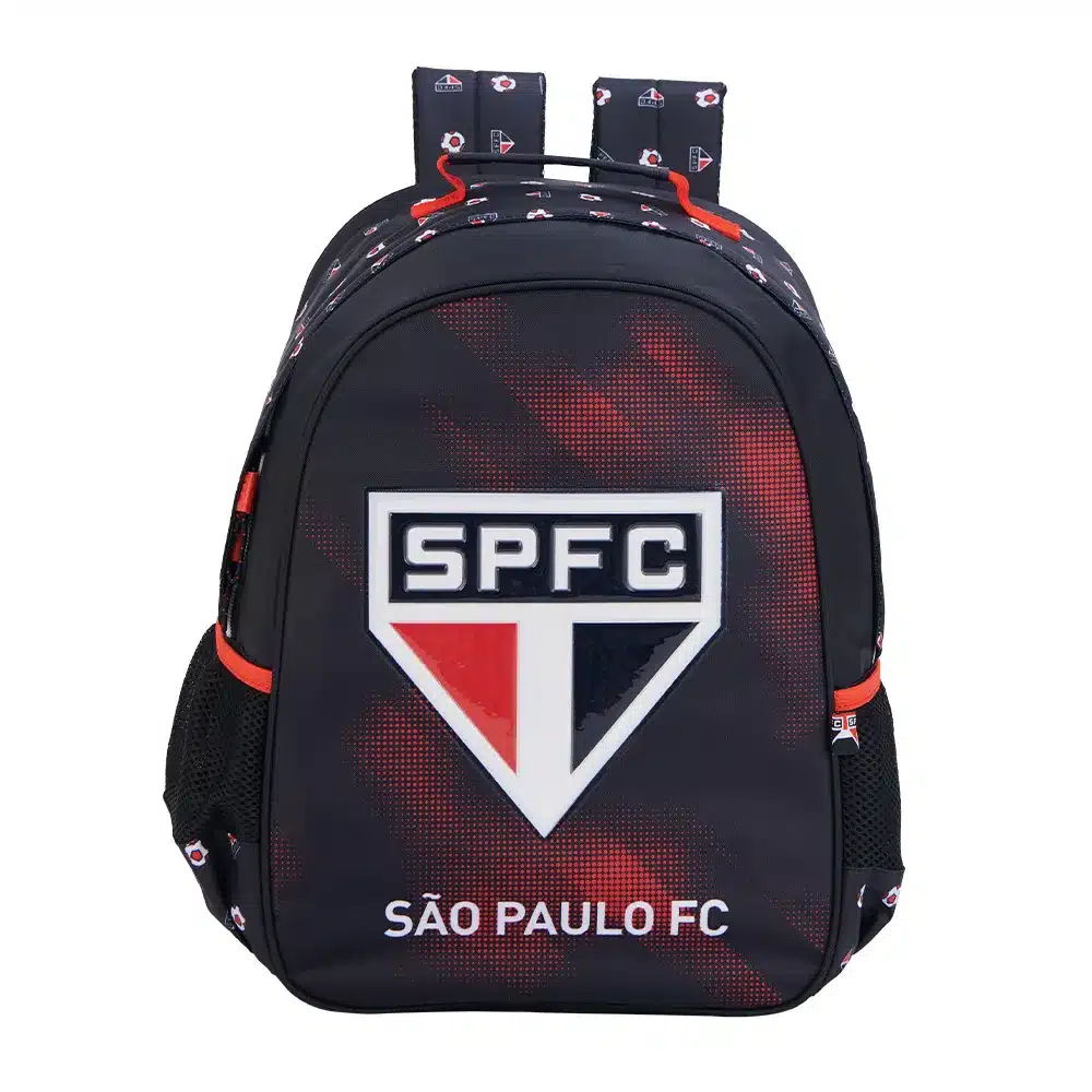 MOCHILA ESCOLAR SÃO PAULO FC BRASÃO OFICIAL | ESPAÇOSA | BOLSOS LATERIAS | COM ALÇAS MACIAS - XERYUS - Imagem 2