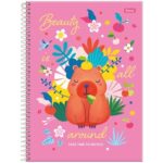 Caderno Universitário Amazzu Capivara e Preguiça | 10 Matérias | Capa Dura | 160fls | Adesivos | Espiral - Foroni - Imagem 2