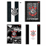 CADERNO UNIVERSITÁRIO CORINTHIANS COM ADESIVO  - 10 MATÉRIAS / 160 FOLHAS - FORONI